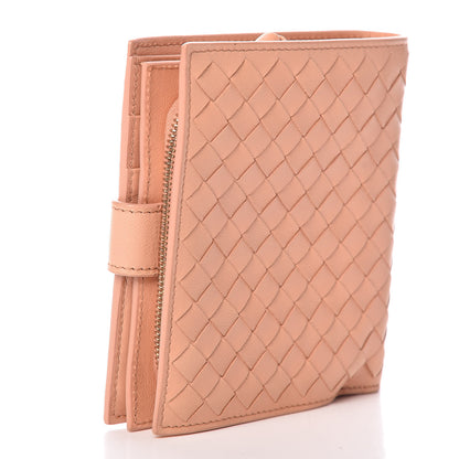 Bottega Veneta Nappa Intrecciato French Compact Wallet Peach 3 of 11