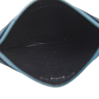Saint Laurent Grain De Poudre Matelasse Chevron Monogram Credit Card Case Peacock Green 4 of 7
