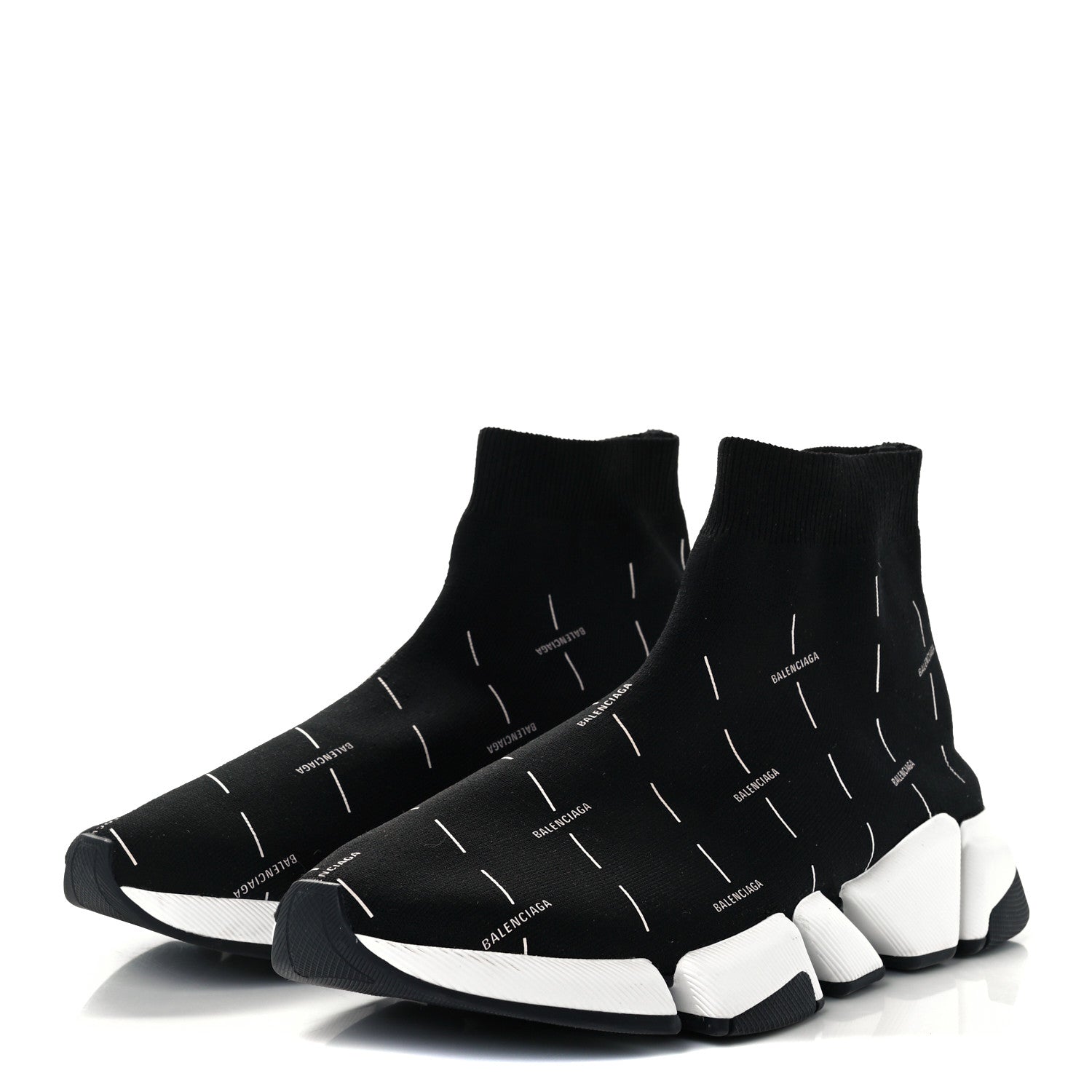 Balenciaga Technical 3D Recycled Knit Allover Logo Licence Print Mens Speed 2.0 Sneakers 45 Black White 3 of 10