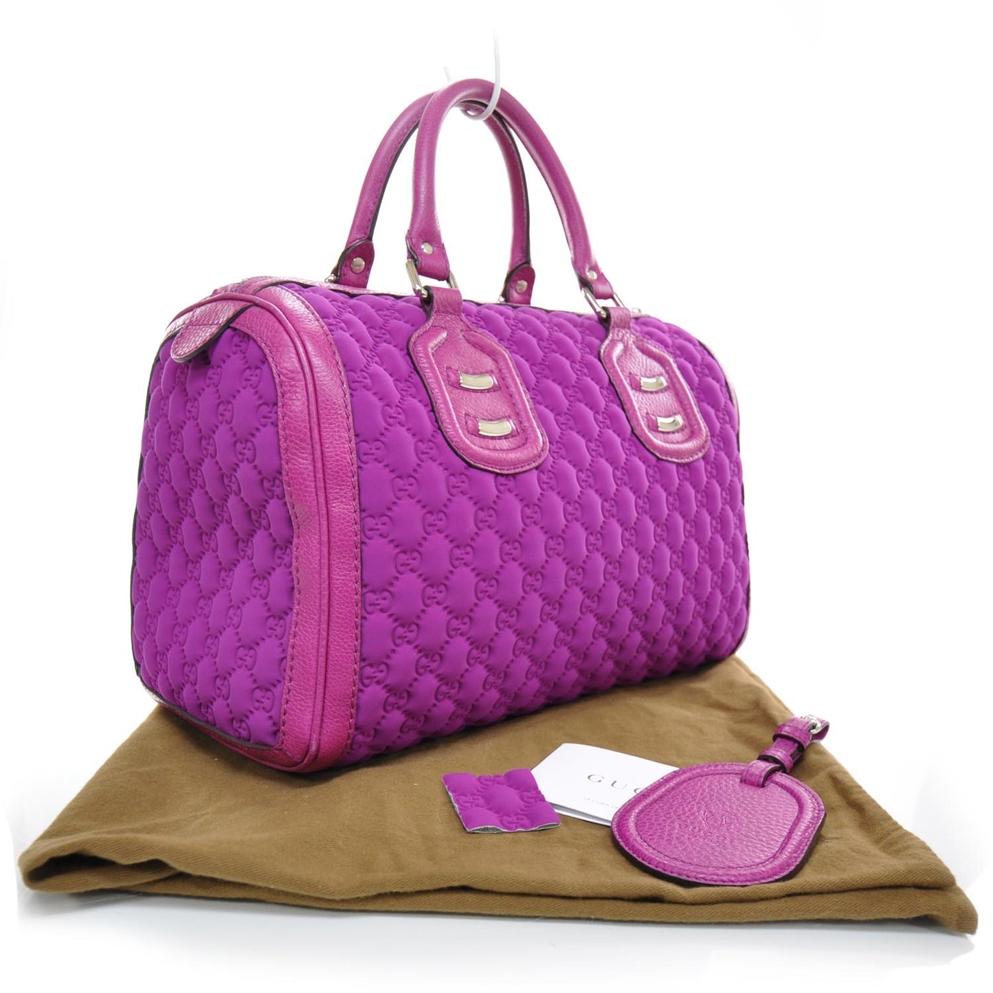 Guccissima Neoprene Techno Tag Medium Boston Magenta