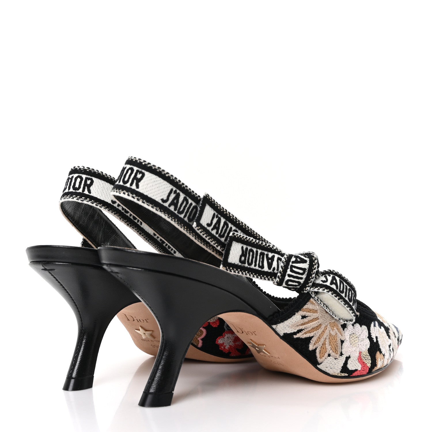 Christian Dior Canvas Embroidered Pop J'Adior Slingback 65mm Pumps  39.5 Black Multicolor 5 of 9