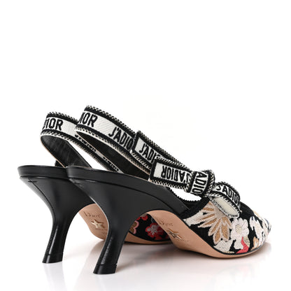 Christian Dior Canvas Embroidered Pop J'Adior Slingback 65mm Pumps  39.5 Black Multicolor 5 of 9