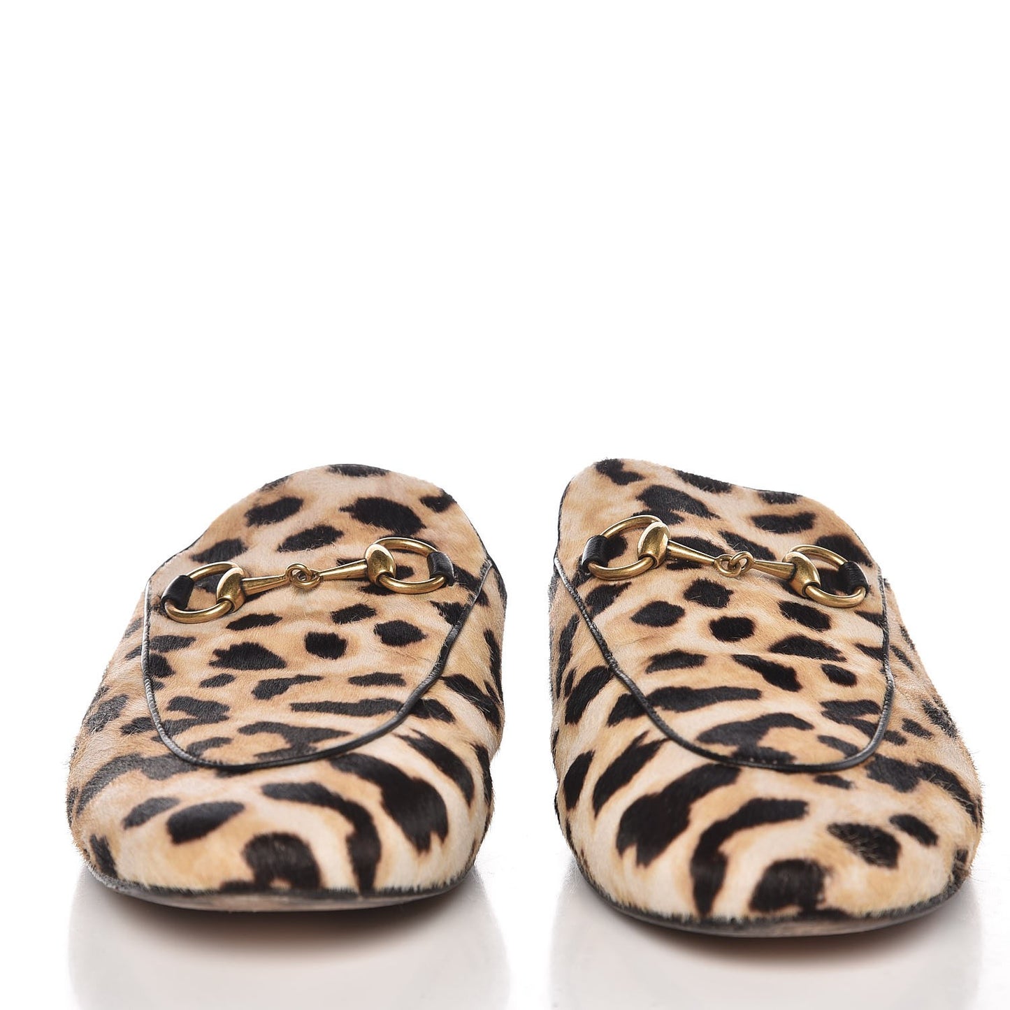 Calf Hair Leopard Print Womens Princetown Slippers 37.5 Naturale Black