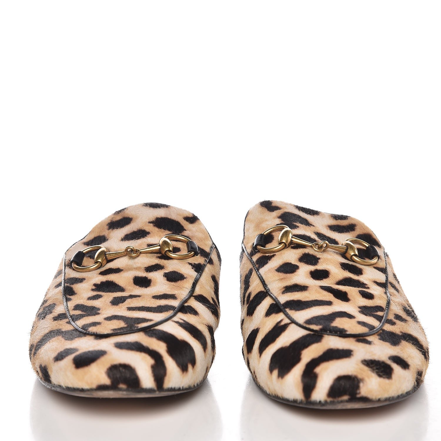 Gucci Calf Hair Leopard Print Womens Princetown Slippers 37.5 Naturale Black 3 of 10