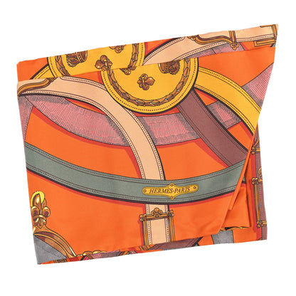 Hermes Silk Cavalcadour Maxi Twilly Orange Argile Bouton D Or 3 of 5