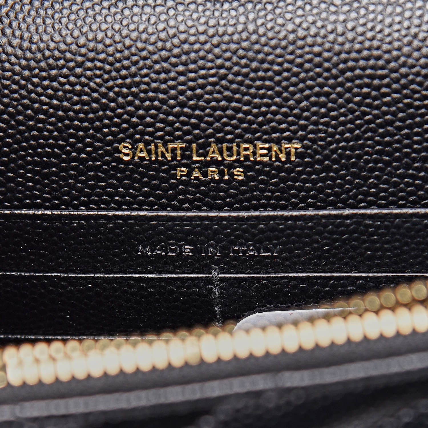 Saint Laurent Grain De Poudre Matelasse Chevron Monogram Envelope Chain Wallet Black 6 of 11