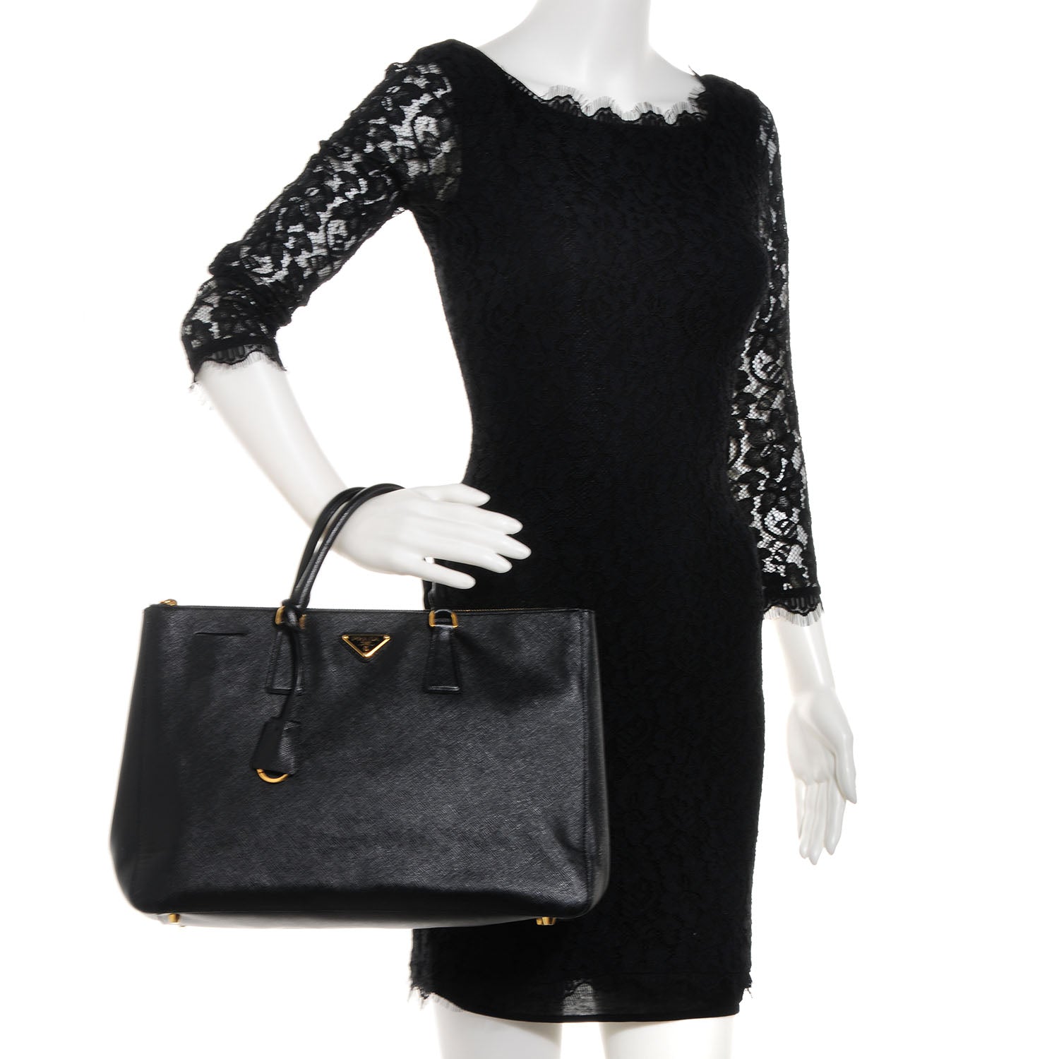 Prada Saffiano Lux Large Double Zip Tote Nero Black 2 of 9