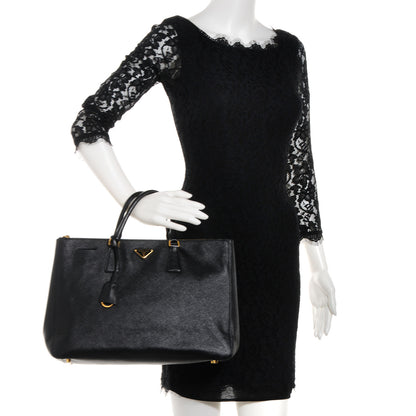 Prada Saffiano Lux Large Double Zip Tote Nero Black 2 of 9