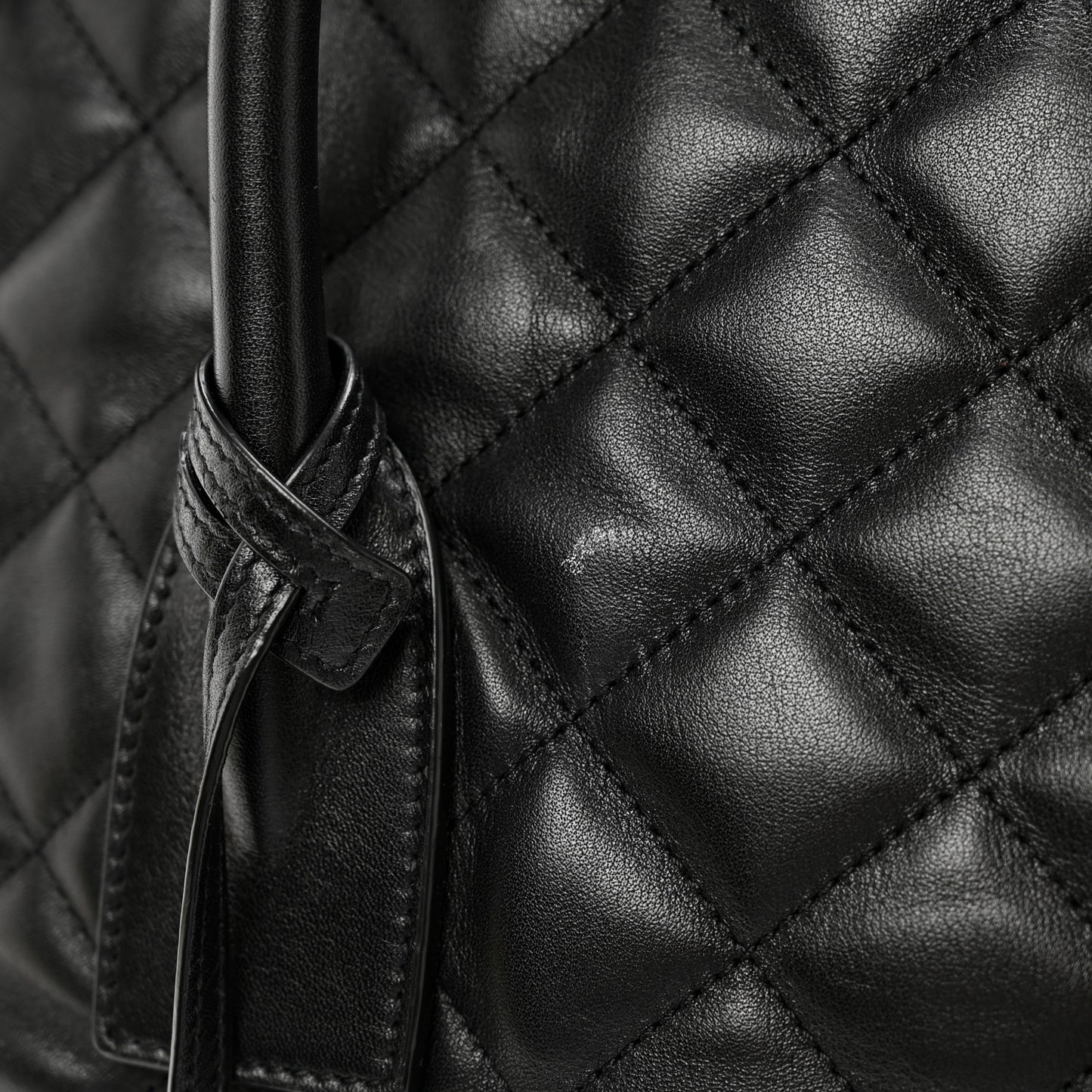 Calfskin Quilted ES Giant Travel Bag Black