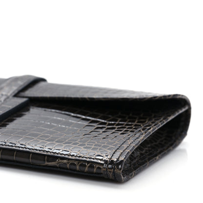 Hermes Shiny Porosus Crocodile Jige Elan 29 Clutch Graphite 8 of 9