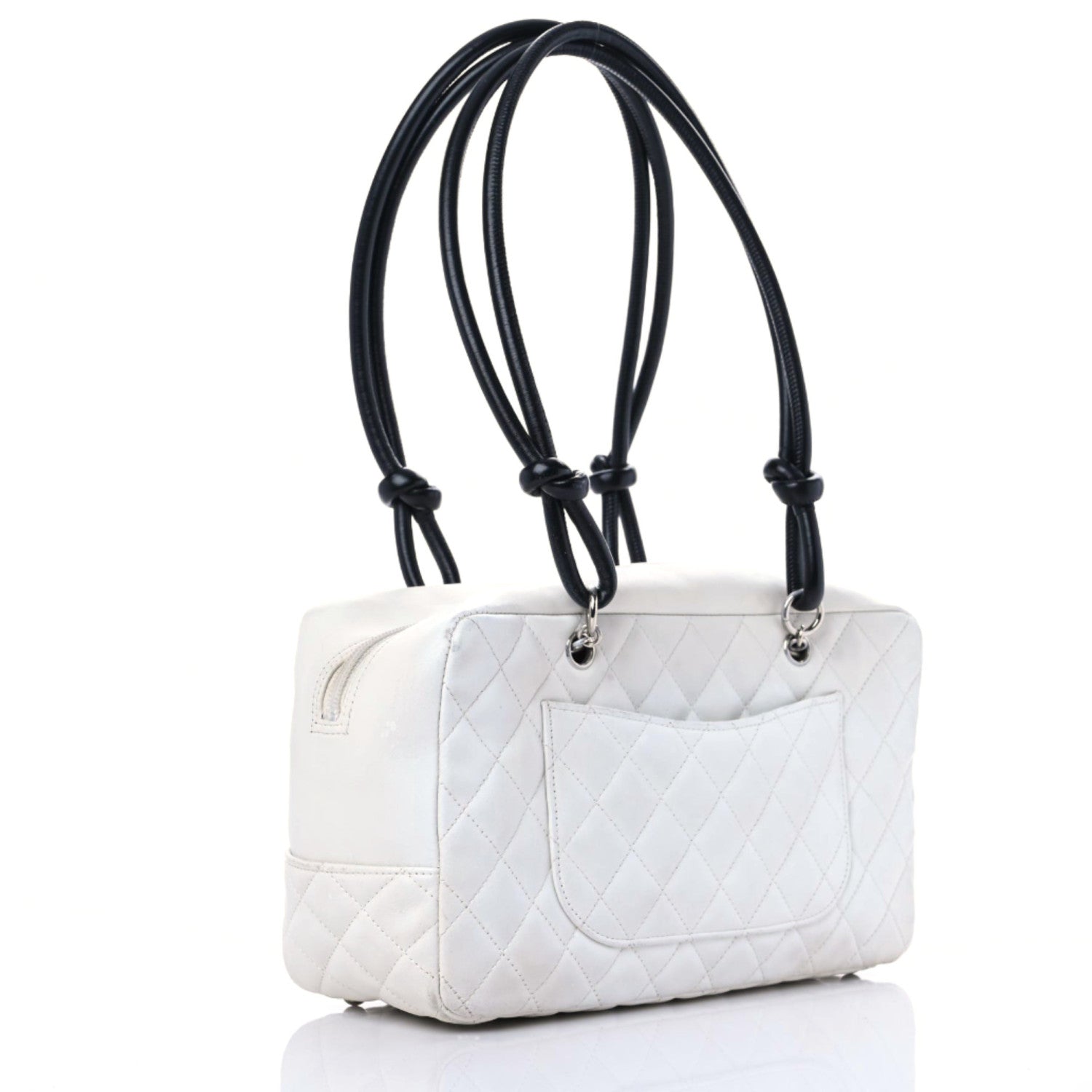 Chanel Calfskin Quilted Large Cambon Bowler White Black 3 of 24