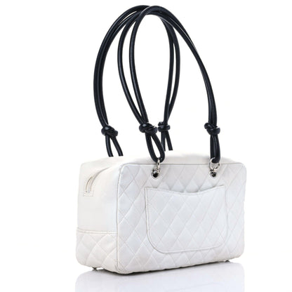 Chanel Calfskin Quilted Large Cambon Bowler White Black 3 of 24