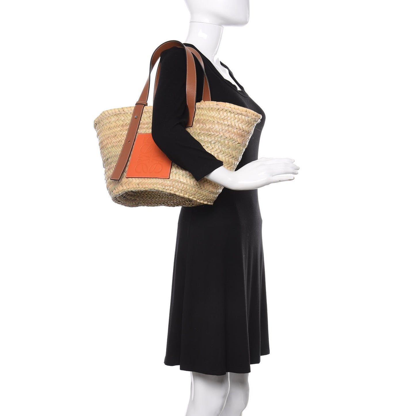 Raffia Basket Tote Bag Natural Tan Orange