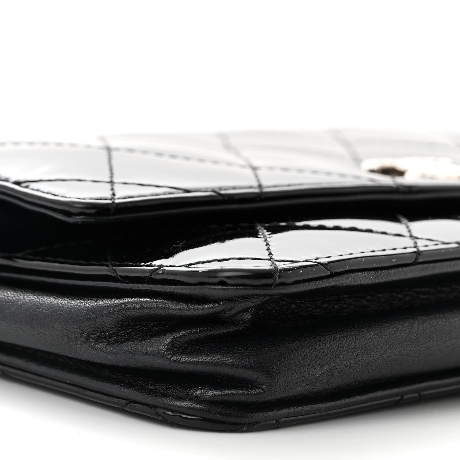 Chanel Patent Quilted Brilliant Wallet On Chain WOC Black 10 of 12