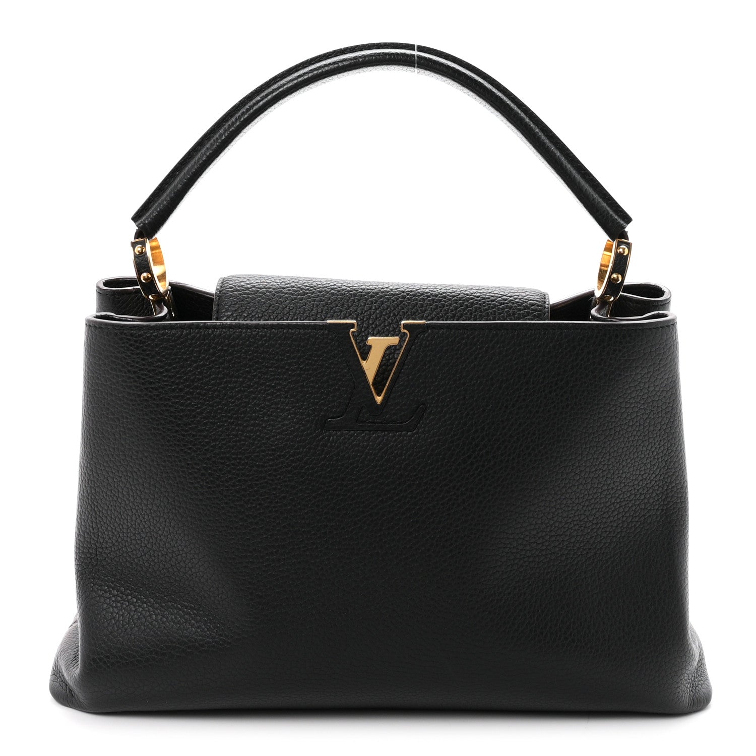 Louis Vuitton Taurillon Capucines MM Black Fuchsia 1 of 9