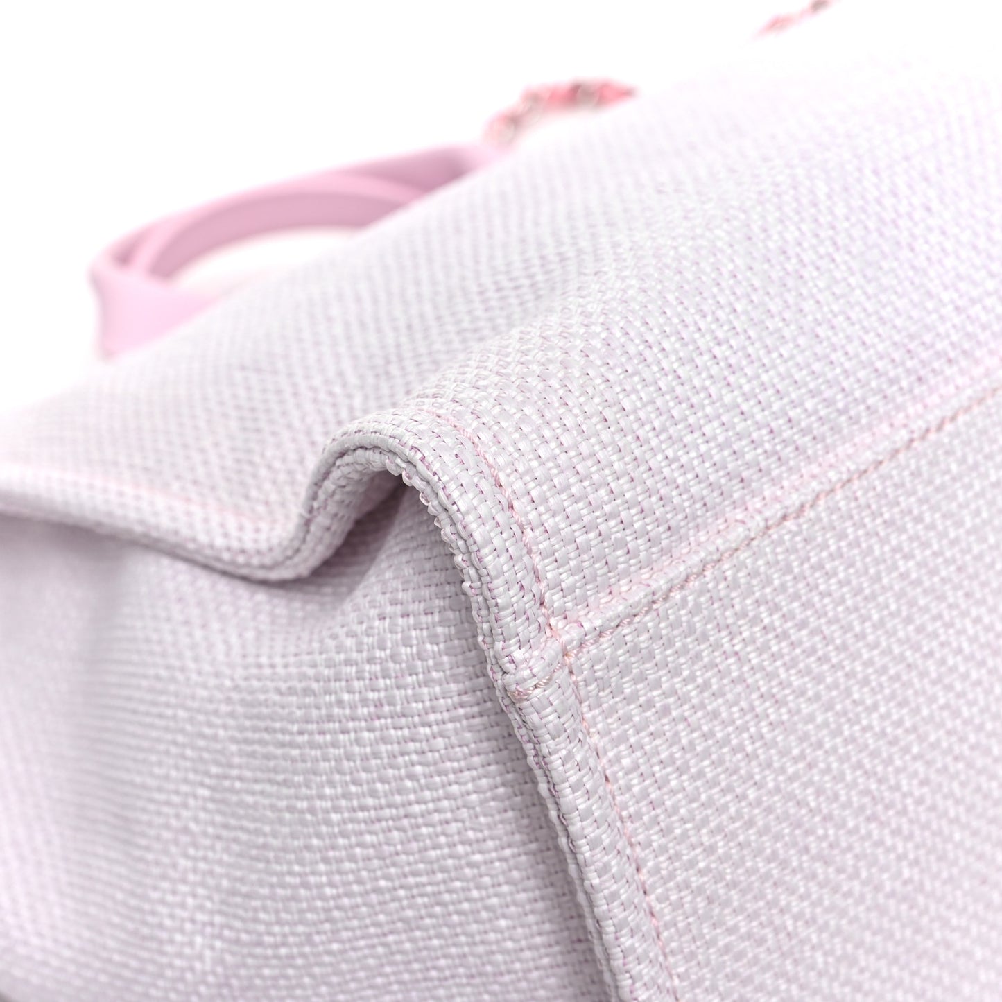 Woven Straw Raffia Medium Deauville Tote Pink