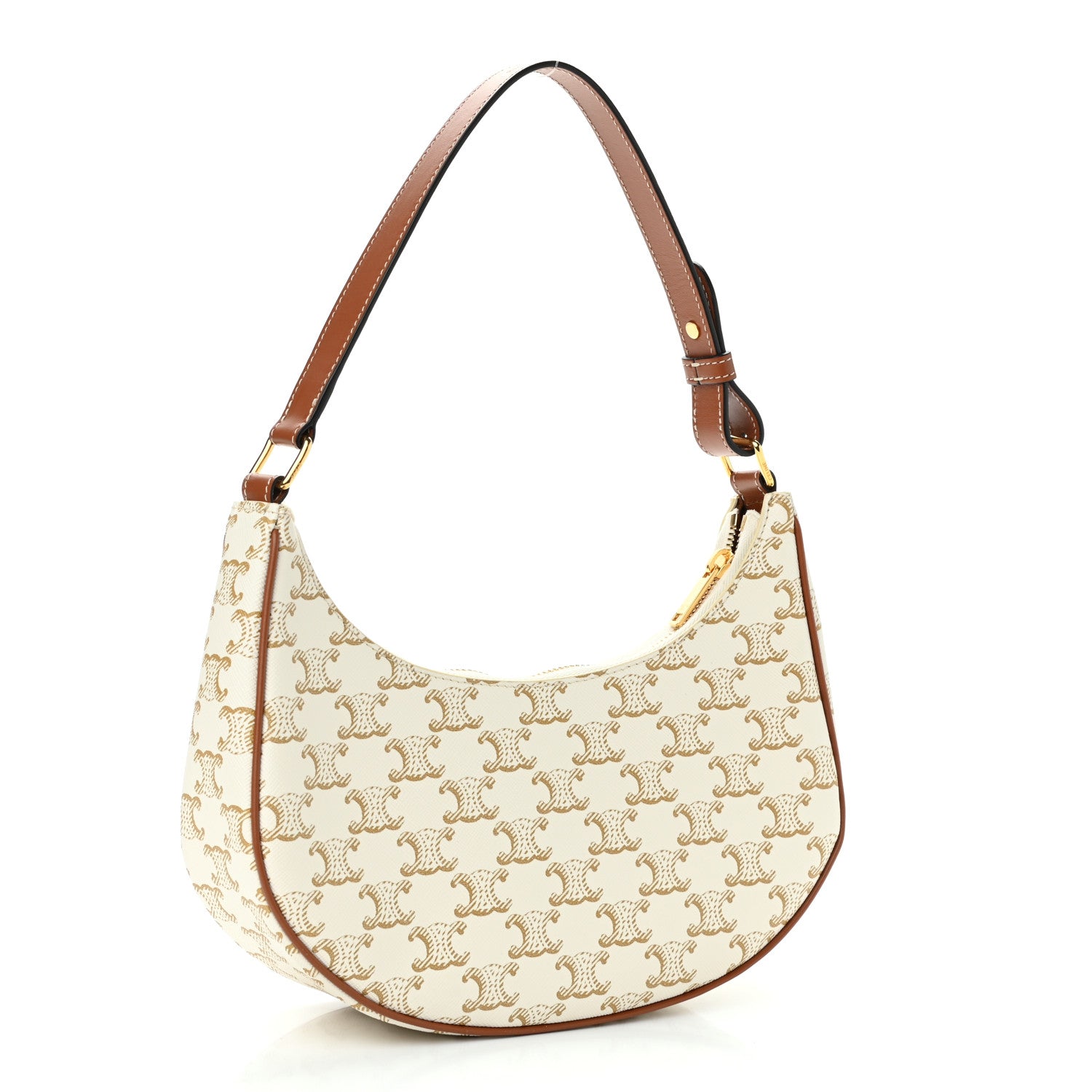 Celine Canvas Calfskin Ava Triomphe Shoulder Bag White 3 of 11