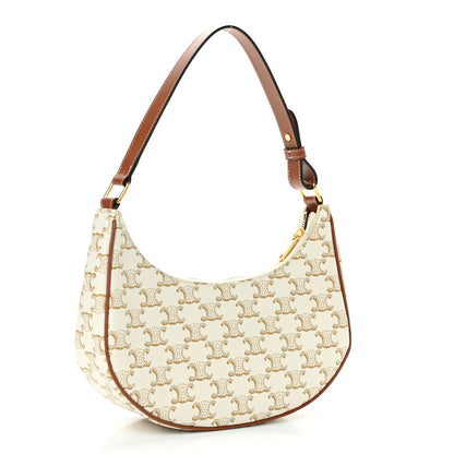 Celine Canvas Calfskin Ava Triomphe Shoulder Bag White 3 of 11