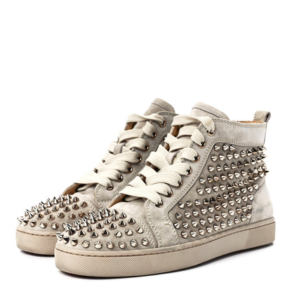 Christian Louboutin eau Velours Womens Louis Spikes Flat Sneakers 37 Colombe 3 of 10