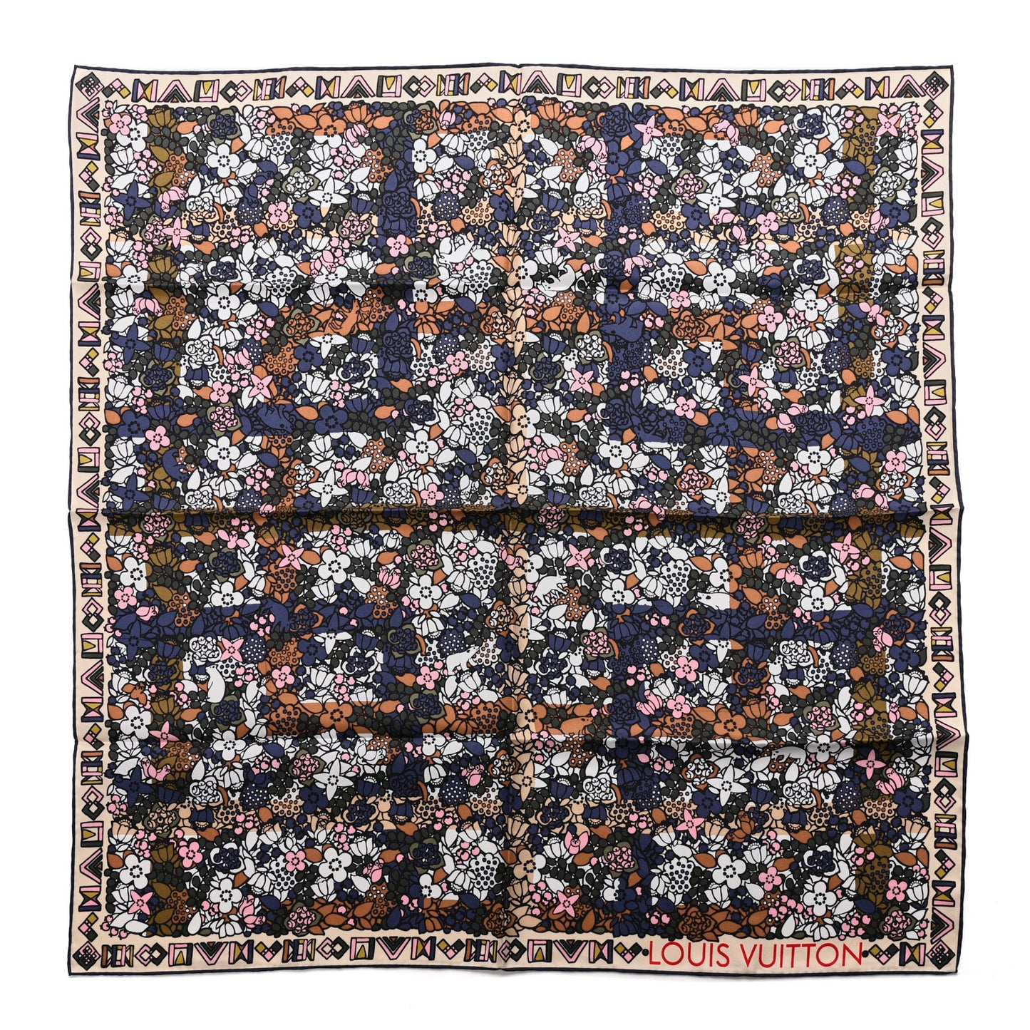 Silk Floral Print Square Scarf Multicolor