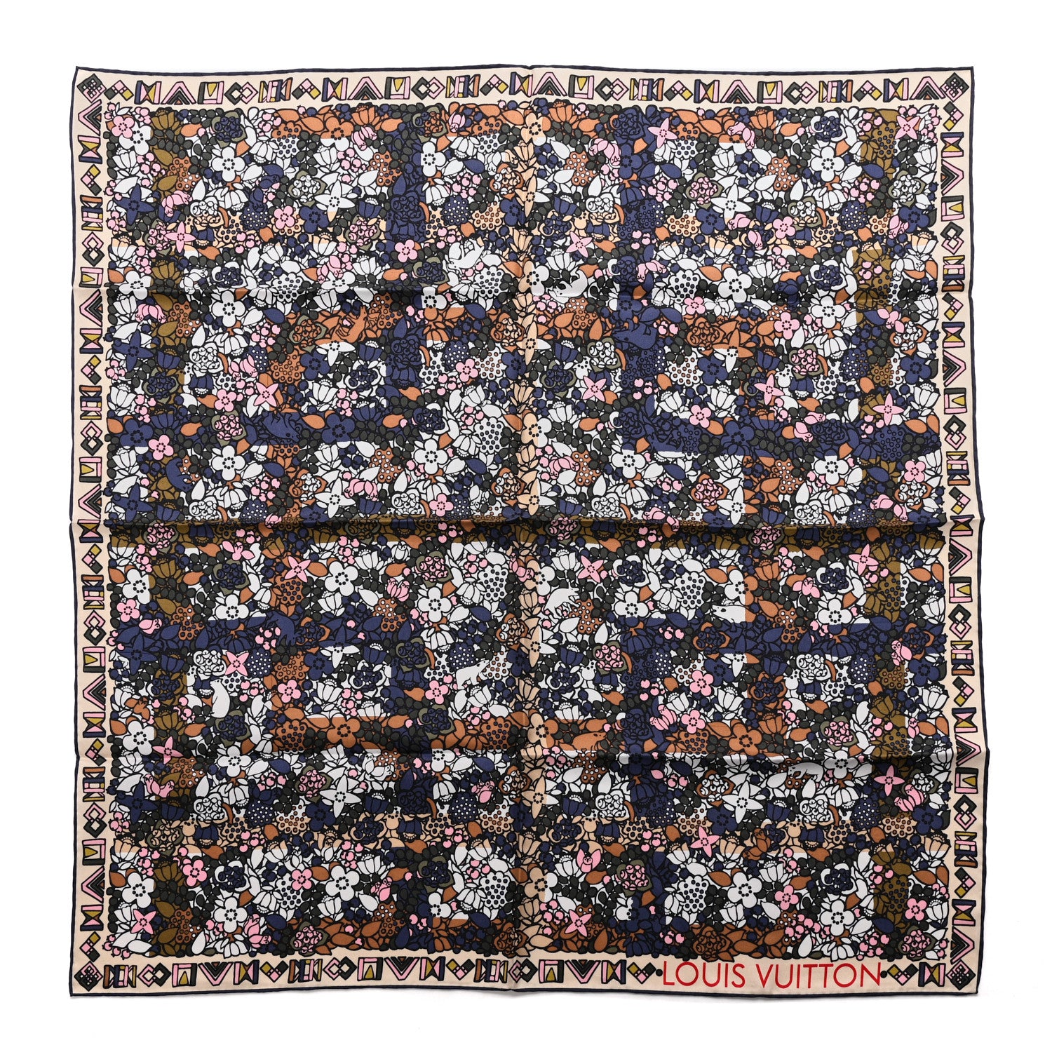 Louis Vuitton Silk Floral Print Square Scarf Multicolor 1 of 3