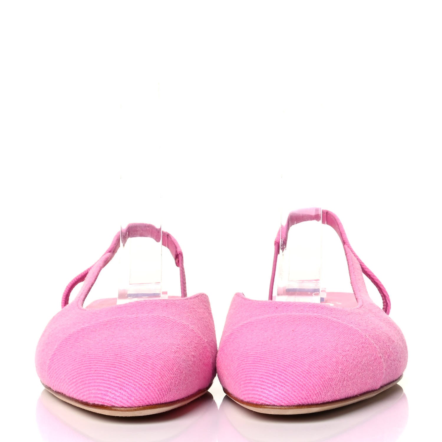 Chanel Denim Cap Toe CC Slingback Flats 36 Neon Pink 2 of 5