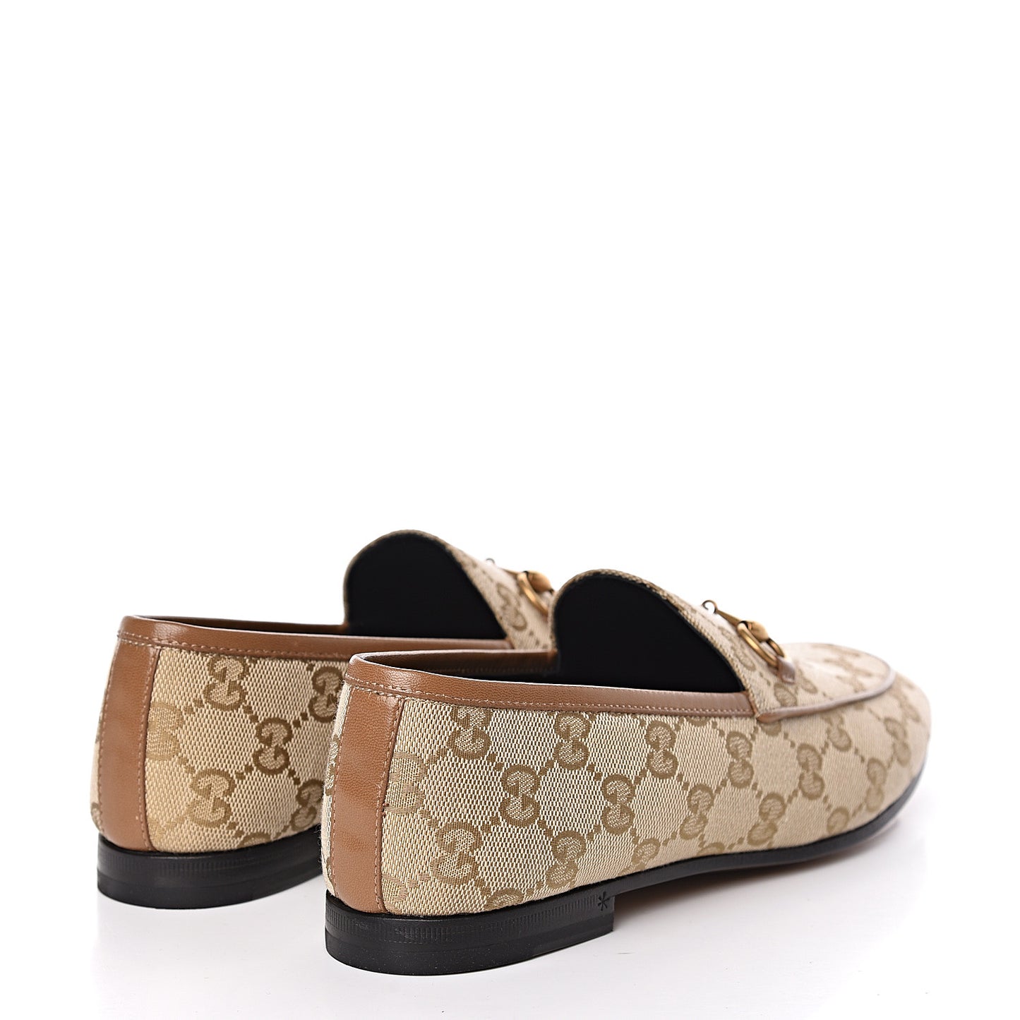 Canvas GG Monogram Horsebit Womens Jordaan Loafers 37.5 New Sand Friky Taupe