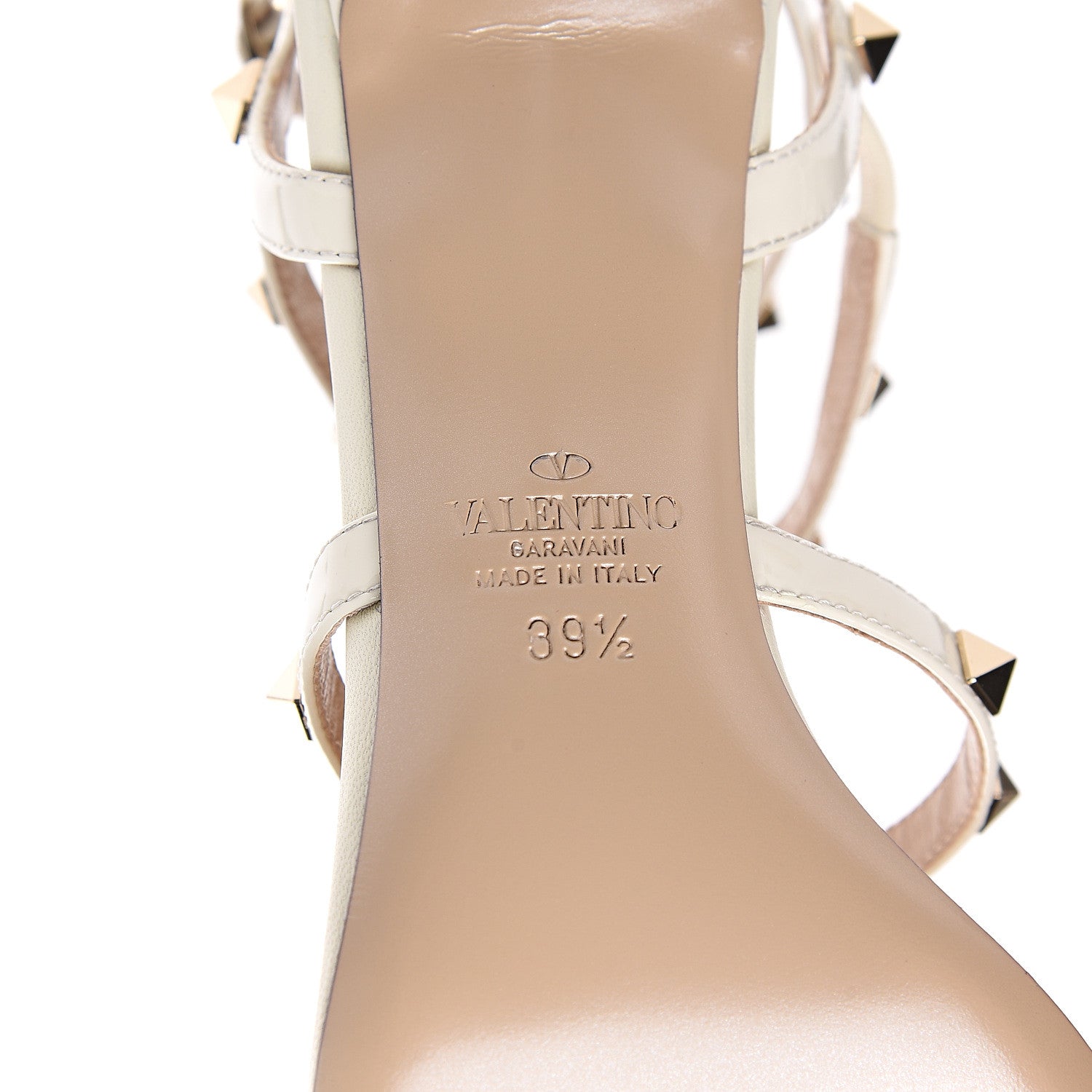 Valentino Garavani Patent Rockstud Gladiator 70mm Sandals 39.5 Light Ivory 7 of 9