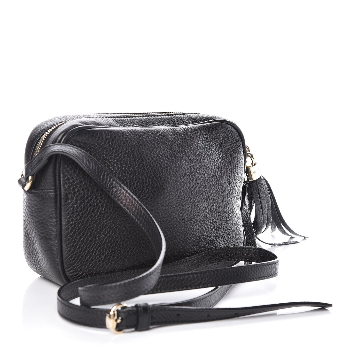 Pebbled Calfskin Small Soho Disco Bag Black