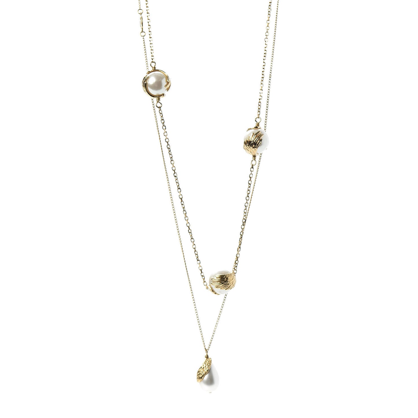 Pearl Angels Long Necklace Gold
