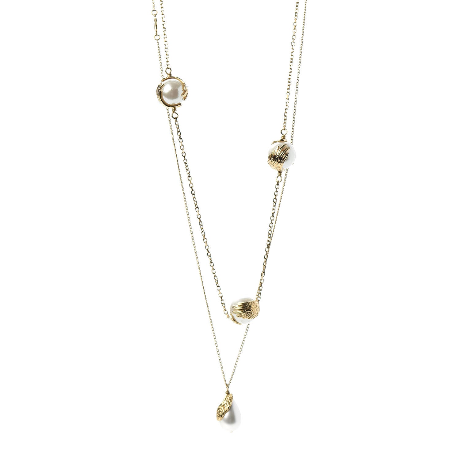 Louis Vuitton Pearl Angels Long Necklace Gold 1 of 7