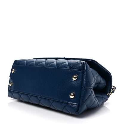 Chanel Caviar Quilted Lizard Embossed Mini Coco Handle Flap Dark Blue 8 of 9