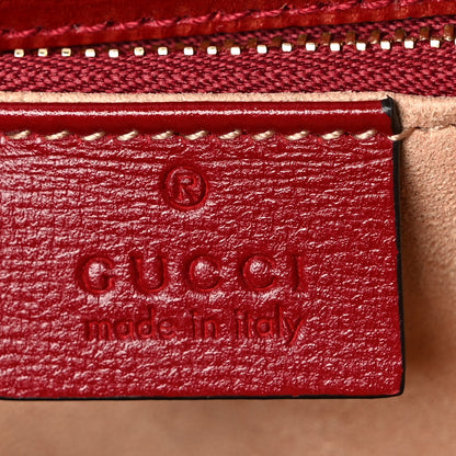 Gucci GG Supreme Monogram Azalea Calfskin Horsebit 1955 Shoulder Bag Beige Ebony New Cherry Red 6 of 9