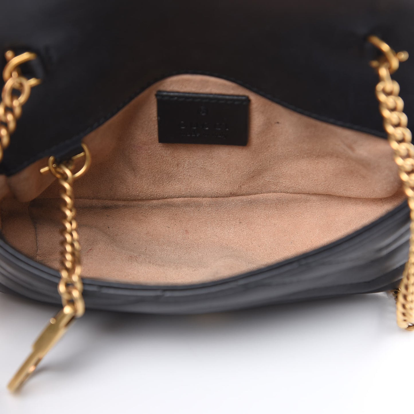 Calfskin Matelasse Super Mini GG Marmont Shoulder Bag Black