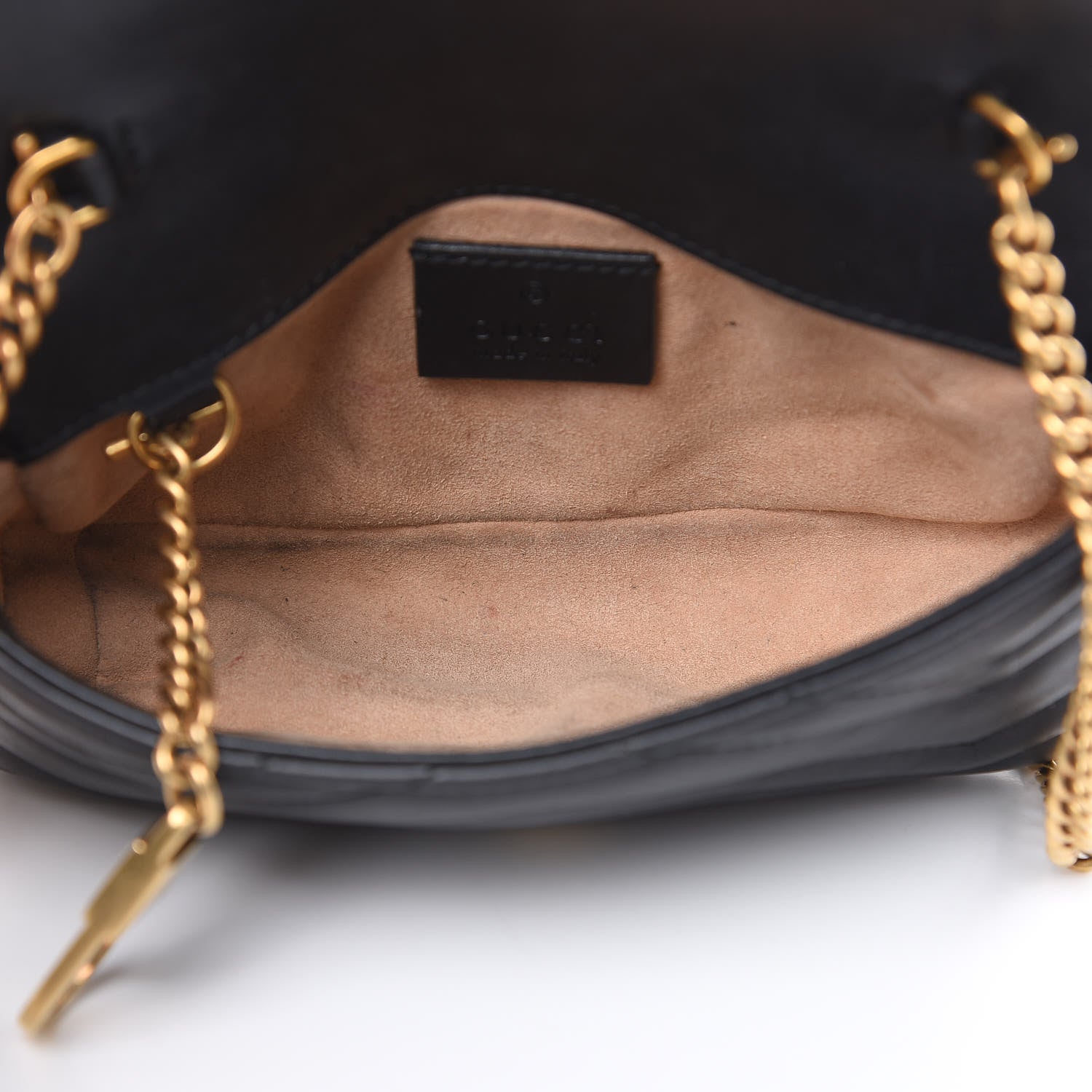 Gucci Calfskin Matelasse Super Mini GG Marmont Shoulder Bag Black 5 of 13
