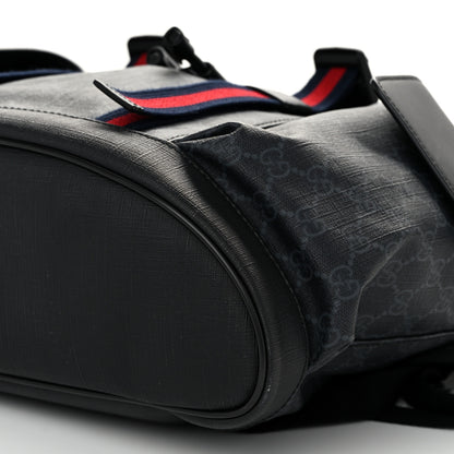 Gucci Soft GG Supreme Monogram Calfskin Web Double Buckle Backpack Black 9 of 10