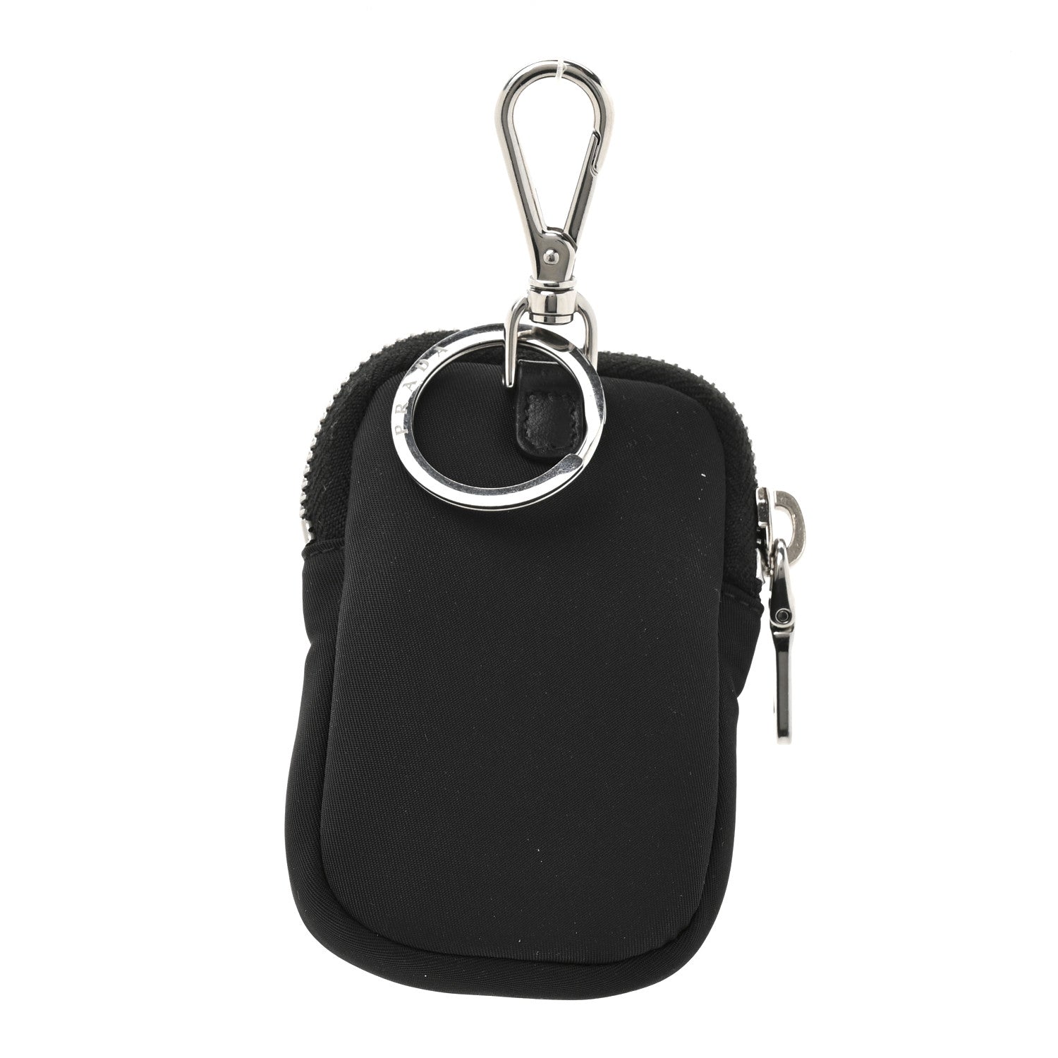Prada Re-Nylon Pocket Triangle Padded Mini Key Chain Pouch Black 3 of 6