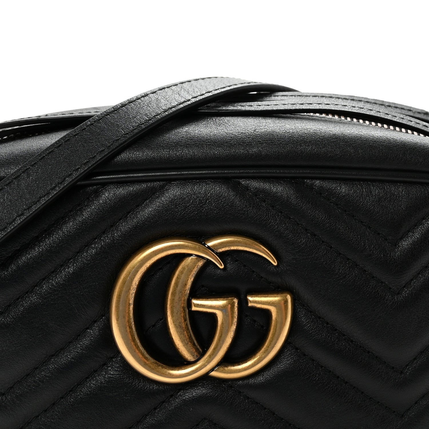 Gucci Calfskin Matelasse Small GG Marmont Chain Shoulder Bag Black 8 of 10
