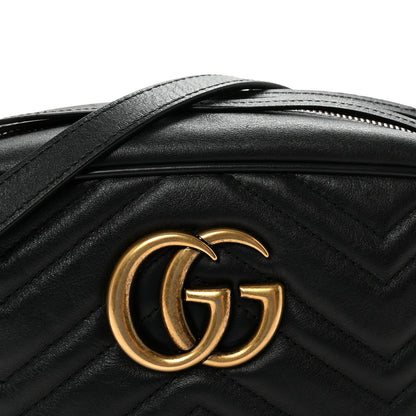 Gucci Calfskin Matelasse Small GG Marmont Chain Shoulder Bag Black 8 of 10