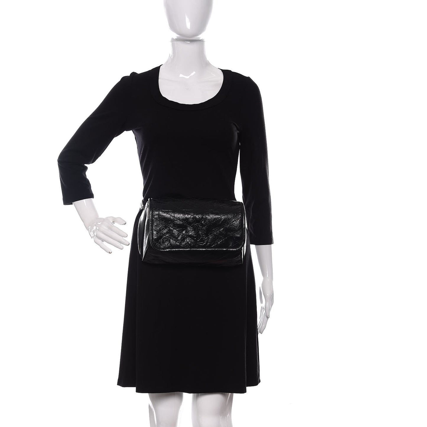Crinkled Calfskin Matelasse Monogram Niki Body Bag Black
