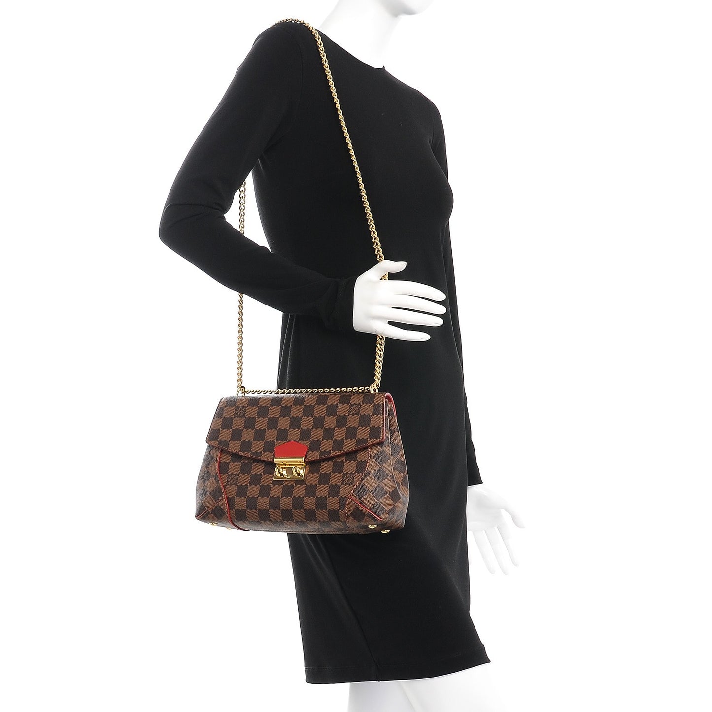 Damier Ebene Caissa Clutch Cherry
