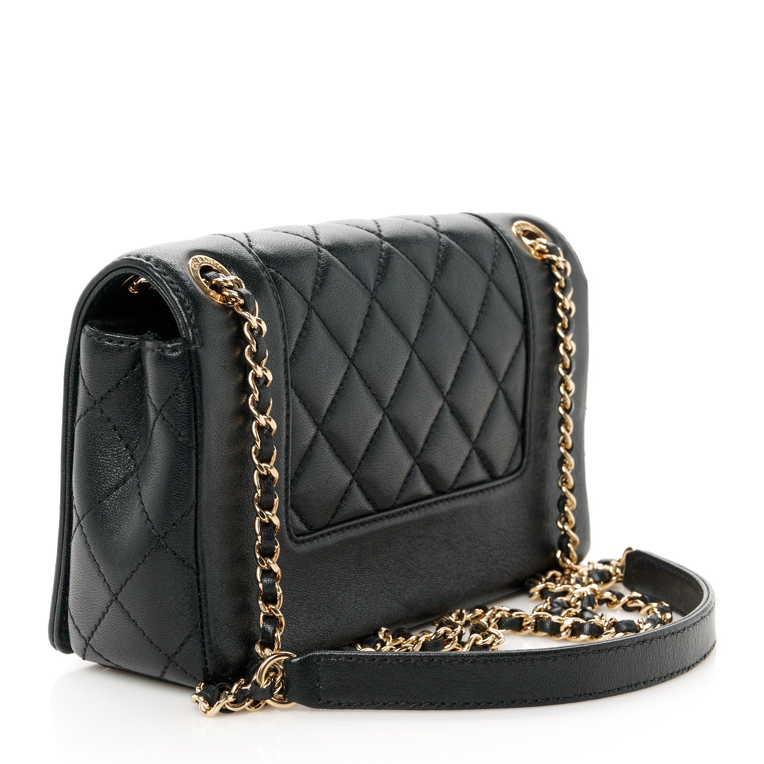 Chanel Sheepskin Quilted Small Vintage Mademoiselle Flap Black 3 of 11