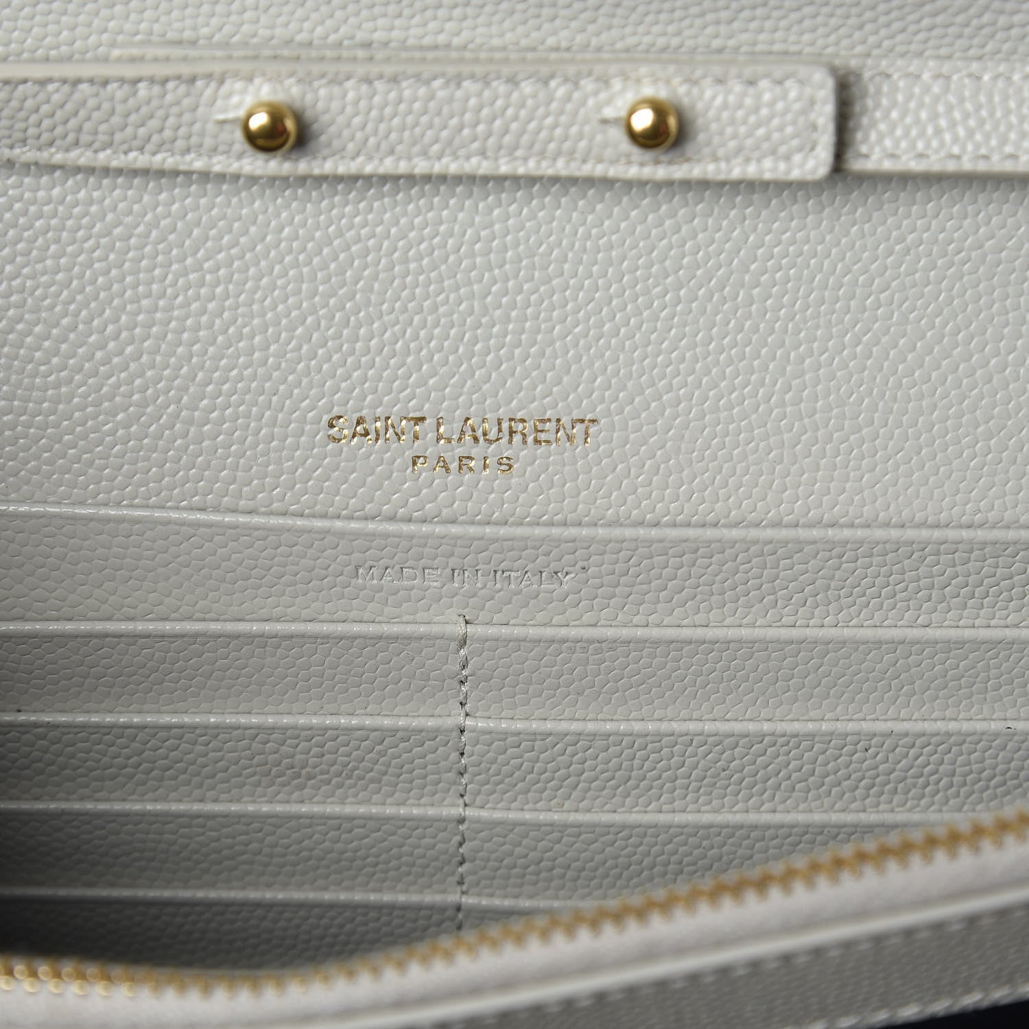 Saint Laurent Grain De Poudre Matelasse Chevron Monogram Chain Wallet Crema Soft 6 of 10