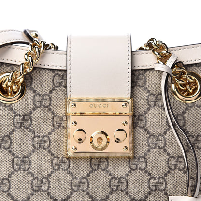 Gucci GG Supreme Monogram Moon Calfskin Small Padlock Tote Beige Ebony Mystic White 9 of 9