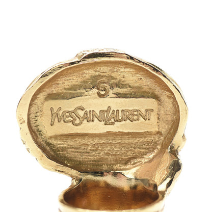 Saint Laurent Glass Cabochon Arty Ovale Ring 5 Gold Lapis 5 of 5