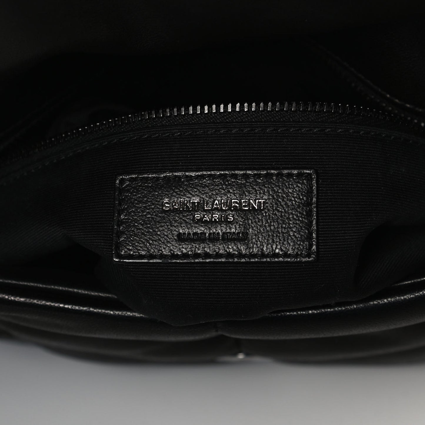 Lambskin Quilted Small Loulou Puffer Monogram Chain Satchel Black