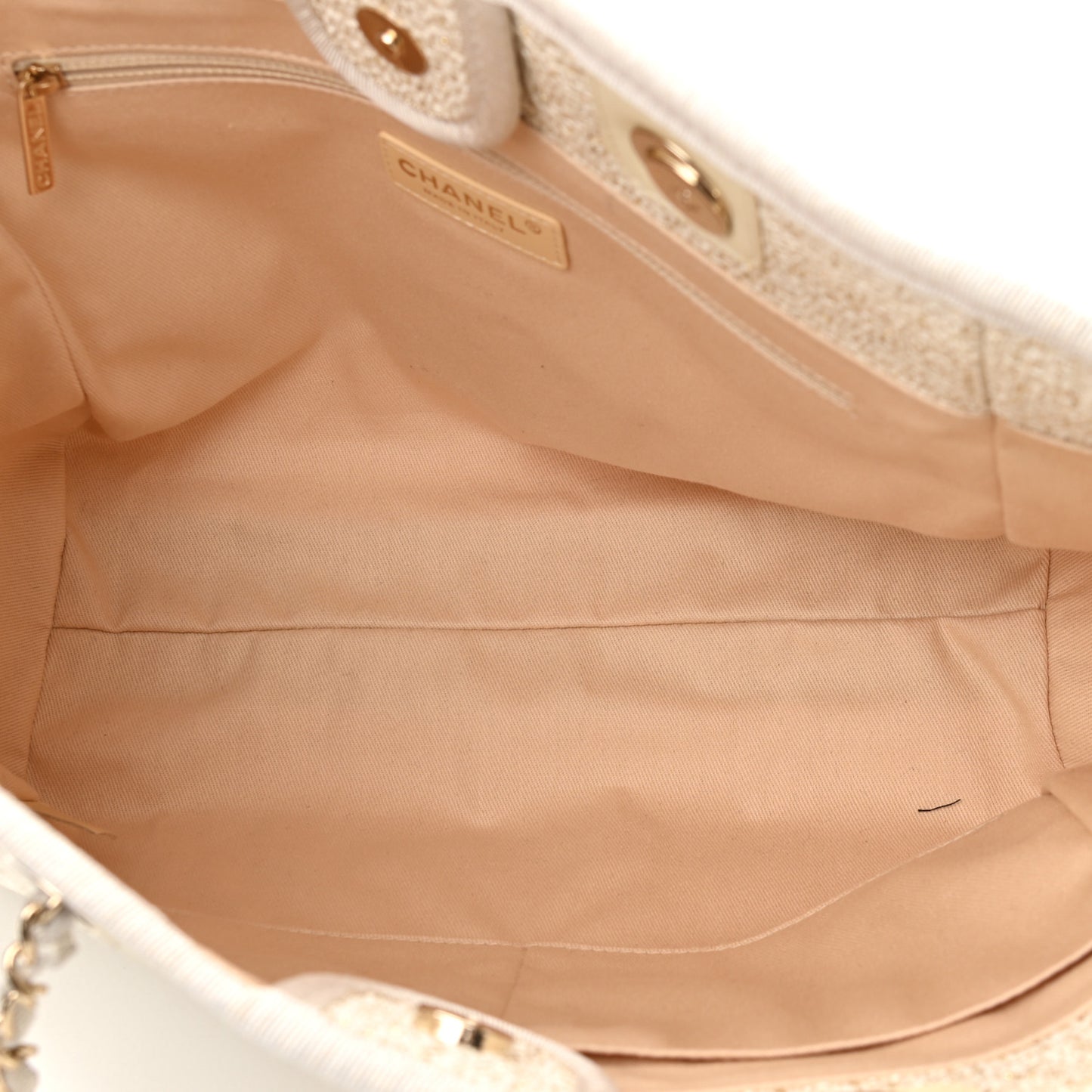 Lurex Boucle Small Deauville Tote Ivory