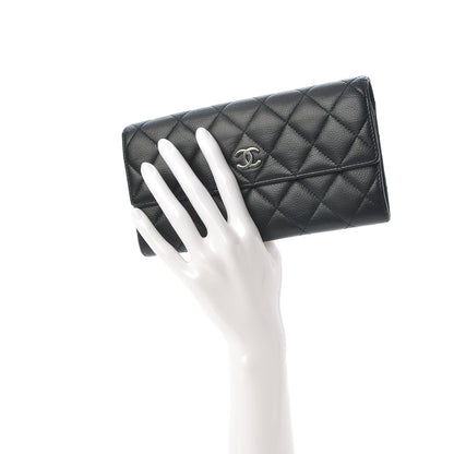 Chanel Caviar Quilted Large Gusset Flap Wallet Black 2 of 9