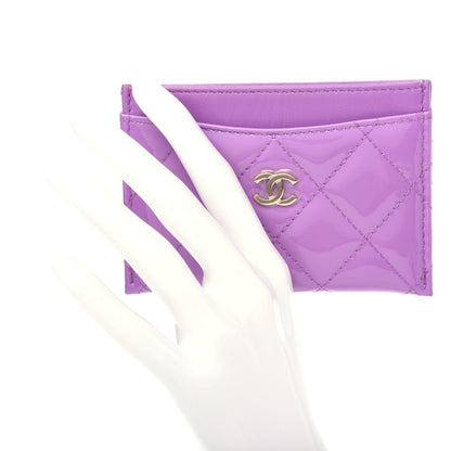 Chanel Patent Quilted Card Holder Purple 2 of 9