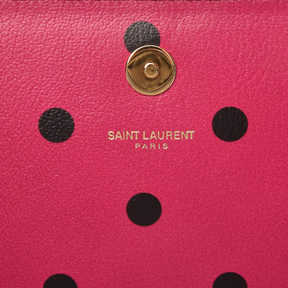 Saint Laurent Calfskin Polka Dots Classic Monogram Clutch Pink 7 of 7